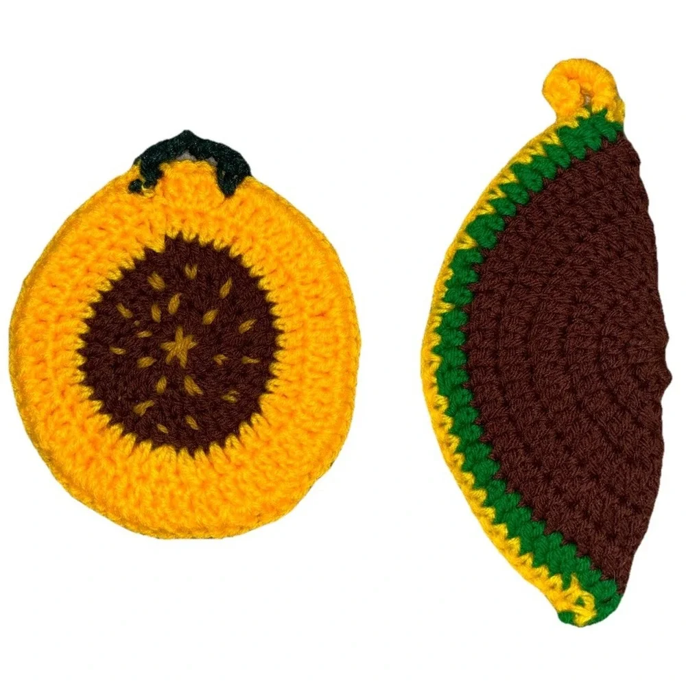 Handmade Trivet Hot Pad Pot Holder Crochet Decor Fruit Handmade (2) NEW